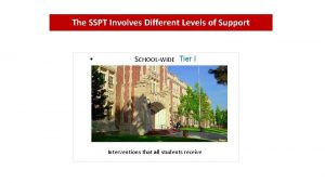 The SSPT Involves Different Levels of Support SCHOOLWIDE