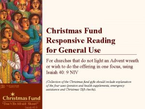 Christmas Fund Responsive Reading for General Use For