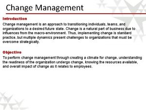 Introduction change management