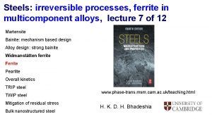 Steels irreversible processes ferrite in multicomponent alloys lecture