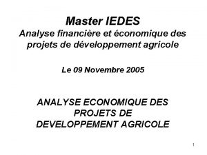 Master IEDES Analyse financire et conomique des projets