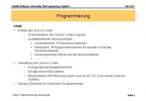 DHBW Stuttgart Informatik SWEngineering Kapitel 5 Okt 2011