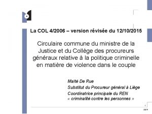 La COL 42006 version rvise du 12102015 Circulaire