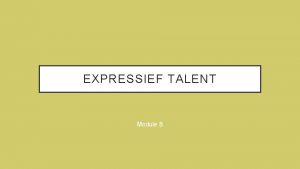 EXPRESSIEF TALENT Module B Hoe is het gegaan