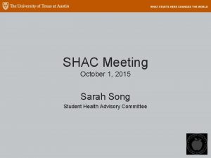 SHAC Meeting October 1 2015 Sarah Song Student