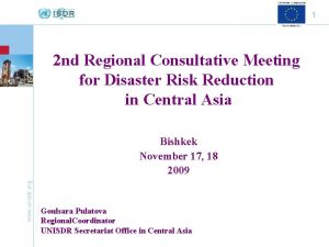 1 2 nd Regional Consultative Meeting for Disaster