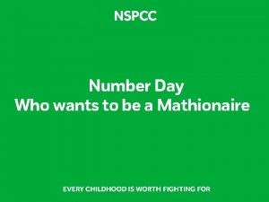 Number Day Who wants to be a Mathionaire