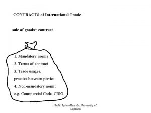 CONTRACTS of International Trade sale of goods contract