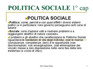 POLITICA SOCIALE 1 cap n POLITICA SOCIALE n