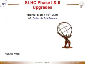 o SLHC Phase I II Upgrades Roma March