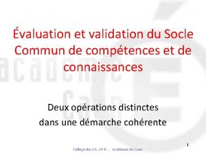 valuation et validation du Socle Commun de comptences