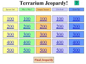 Terrarium Jeopardy Sprout Out Whos Who JumpinJiminy I