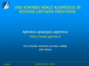 ORO KOKYBS BKL KLAIPDOJE IR KITUOSE LIETUVOS MIESTUOSE