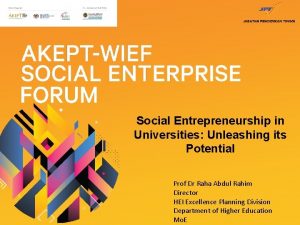 Social Entrepreneurship in Universities Unleashing its Potential Prof