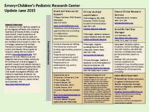 EmoryChildrens Pediatric Research Center Update June 2015 Grant