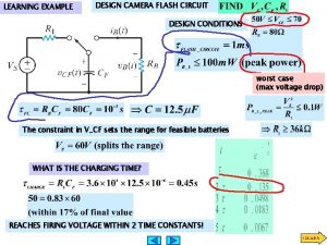 LEARNING EXAMPLE DESIGN CAMERA FLASH CIRCUIT DESIGN CONDITIONS