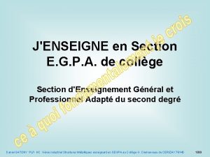 JENSEIGNE en Section E G P A de