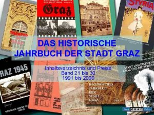 DAS HISTORISCHE JAHRBUCH DER STADT GRAZ Inhaltsverzeichnis und