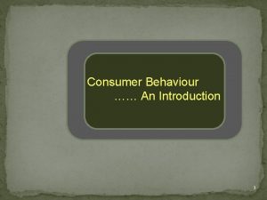 Consumer Behaviour An Introduction 1 WHAT IS CONSUMER