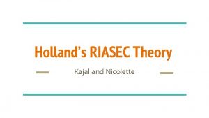 Hollands RIASEC Theory Kajal and Nicolette Hollands RIASEC