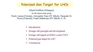 Polarized Gas Target for LHCb Erhard Steffens Erlangen