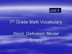 Unit 5 7 th Grade Math Vocabulary Word