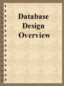 Database Design Overview Basic Terms Database DBMS File