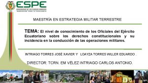 MAESTRA EN ESTRATEGIA MILITAR TERRESTRE TEMA El nivel