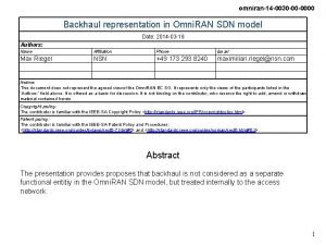 omniran14 0030 00 0000 Backhaul representation in Omni