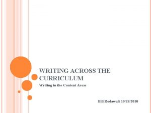 WRITING ACROSS THE CURRICULUM Writing in the Content