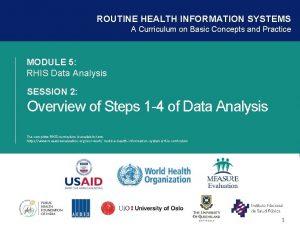 ROUTINE HEALTH INFORMATION SYSTEMS A Curriculum on Basic