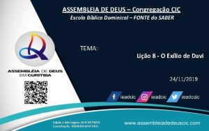 ASSEMBLEIA DE DEUS Congregao CIC Escola Bblica Dominical