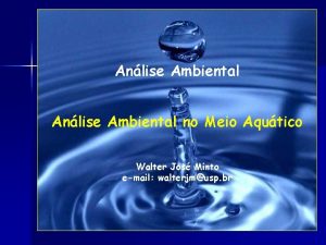 Anlise Ambiental no Meio Aqutico Walter Jos Minto