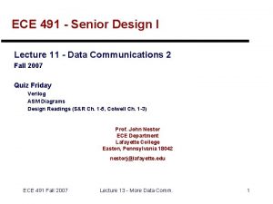 ECE 491 Senior Design I Lecture 11 Data