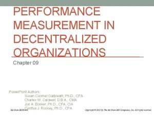 Performance measurement in decentralized organizations