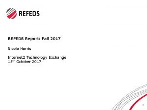 REFEDS Report Fall 2017 Nicole Harris Internet 2