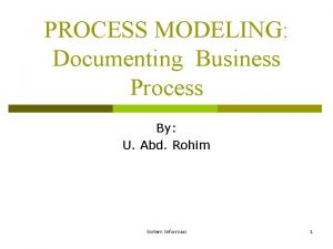 PROCESS MODELING Documenting Business Process By U Abd