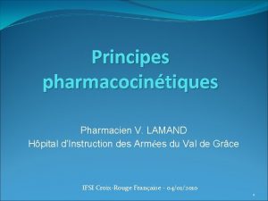 Principes pharmacocintiques Pharmacien V LAMAND Hpital dInstruction des