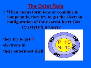 The Octet Rule When atoms form ions or