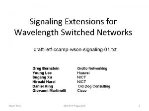 Signaling Extensions for Wavelength Switched Networks draftietfccampwsonsignaling01 txt