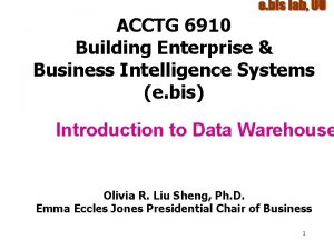 ACCTG 6910 Building Enterprise Business Intelligence Systems e