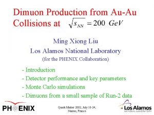 Dimuon Production from AuAu Collisions at Ming Xiong