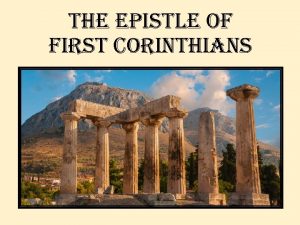 the epistle of first Corinthians The City of