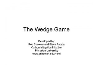 The Wedge Game Developed by Rob Socolow and