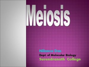 Nilansu Das Dept of Molecular Biology Surendranath College