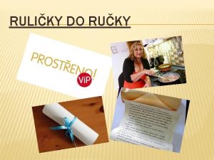 RULIKY DO RUKY VCARSK MENU PEDKRM Schaffhausen cibulov