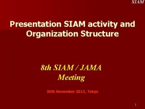 SIAM Presentation SIAM activity and Organization Structure 8