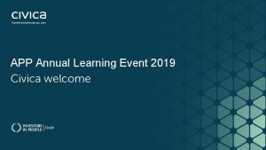 APP Annual Learning Event 2019 Civica welcome Civica