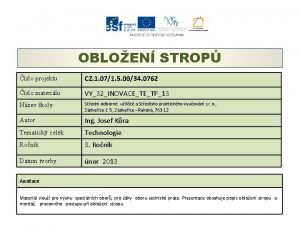 OBLOEN STROP slo projektu CZ 1 071 5