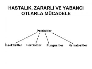 HASTALIK ZARARLI VE YABANCI OTLARLA MCADELE Pestisitler nsektisitler